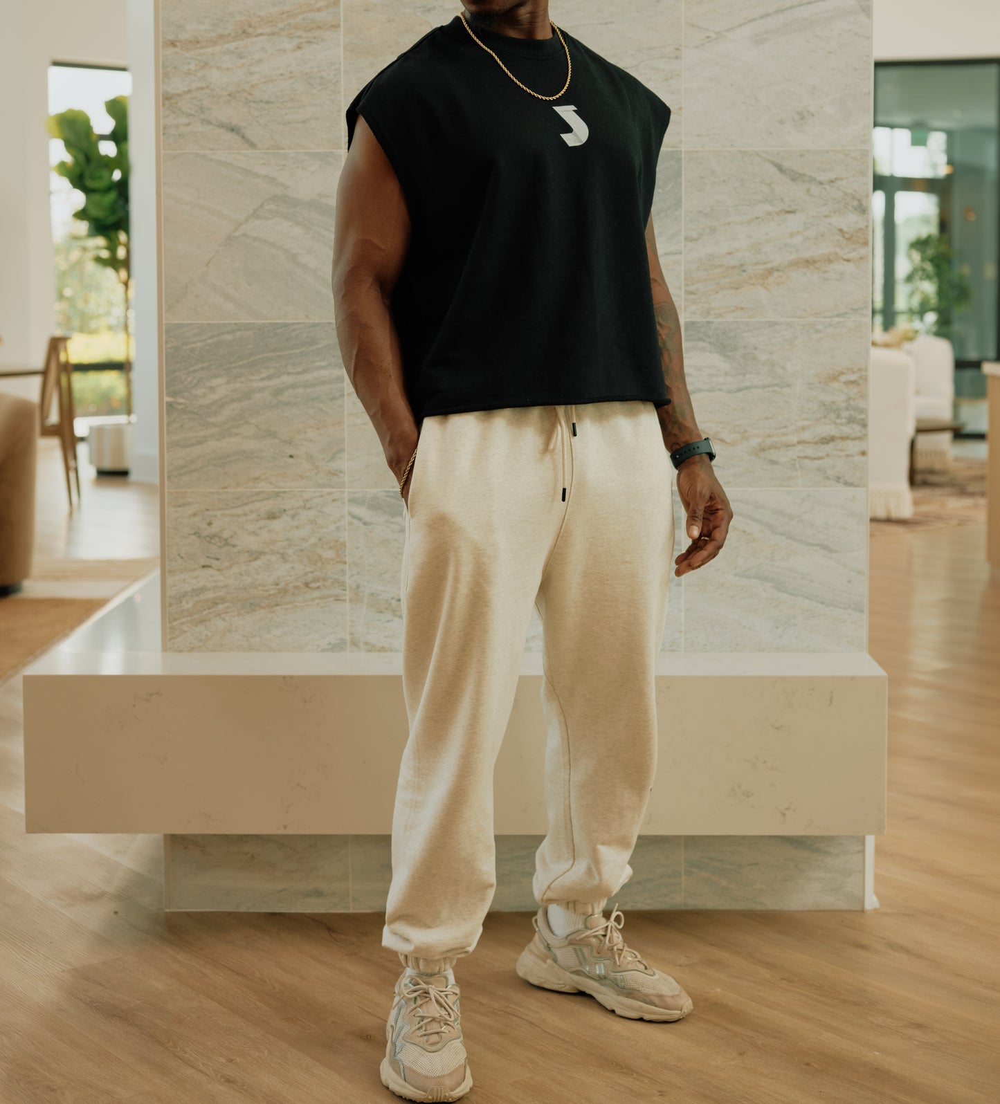 Black French Terry Boxy Cropped Tank