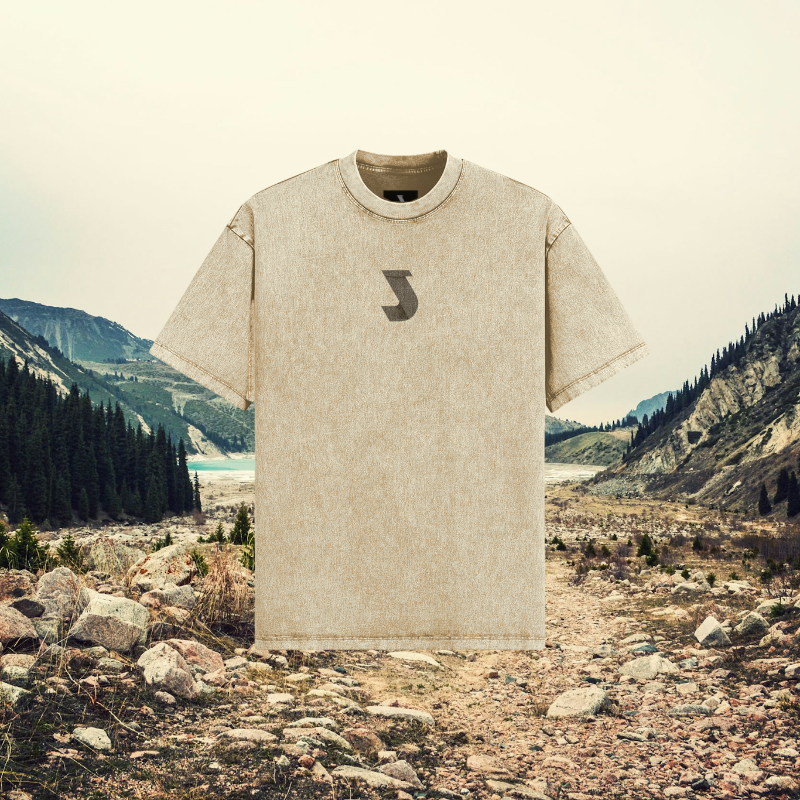 Oversized Snow-Washed Tee (Brown logo)