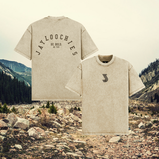 Oversized Snow-Washed Tee (Brown logo)