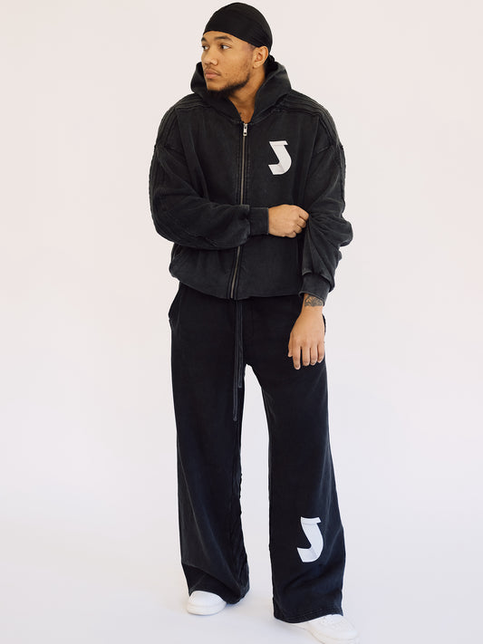 Raw Edge Zip-up Hoodie