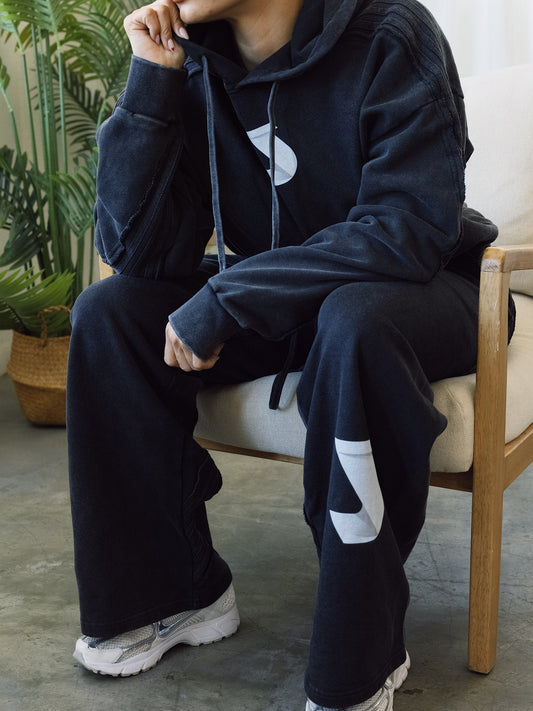 Raw Edge Pull Over Hoodie
