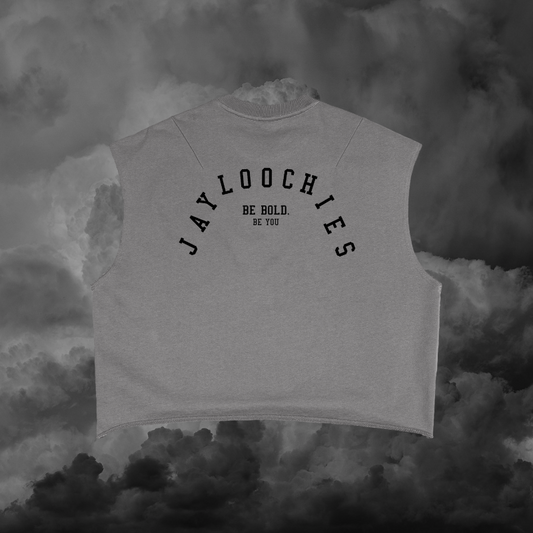 Dark Gray French Terry Boxy Cropped Tank