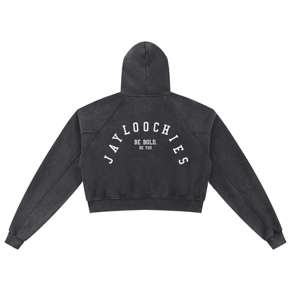 Snow Washed Cropped Hoodie - Women's