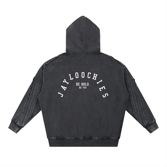 Raw Edge Zip-up Hoodie