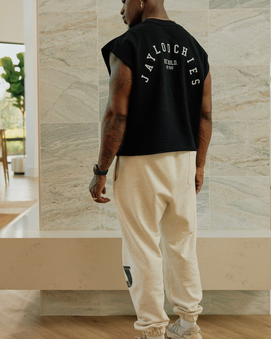 Black French Terry Boxy Cropped Tank