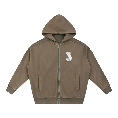 Raw Edge Zip-up Hoodie