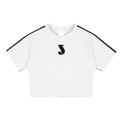 Taped Cooling Performance Crop Top - White