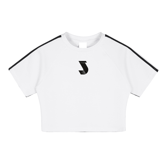Taped Cooling Performance Crop Top - White