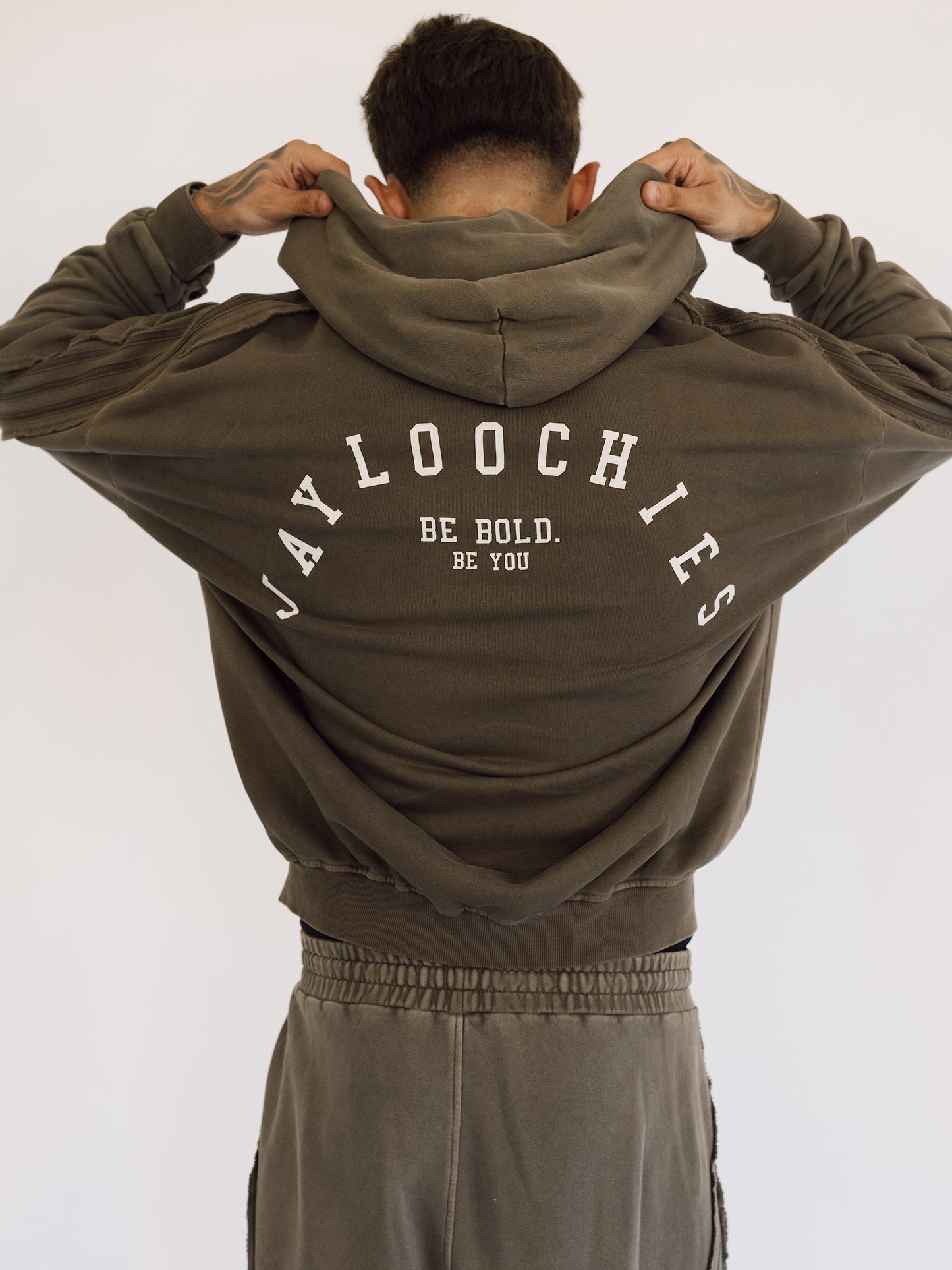 Raw Edge Zip-up Hoodie