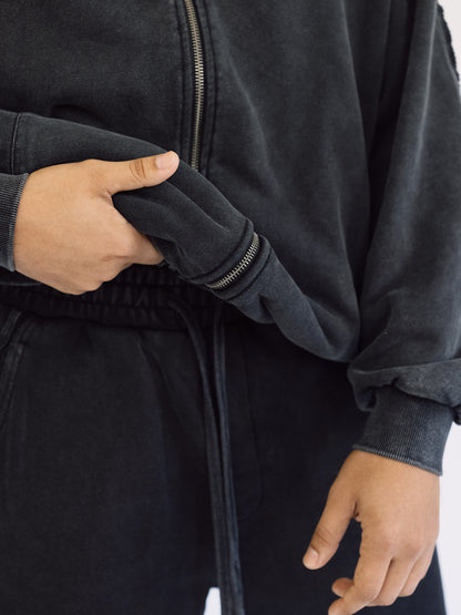 Raw Edge Zip-up Hoodie