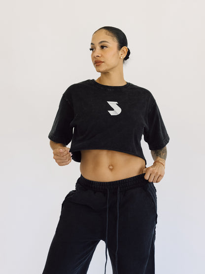 Snow Washed Raw Edge Crop Top