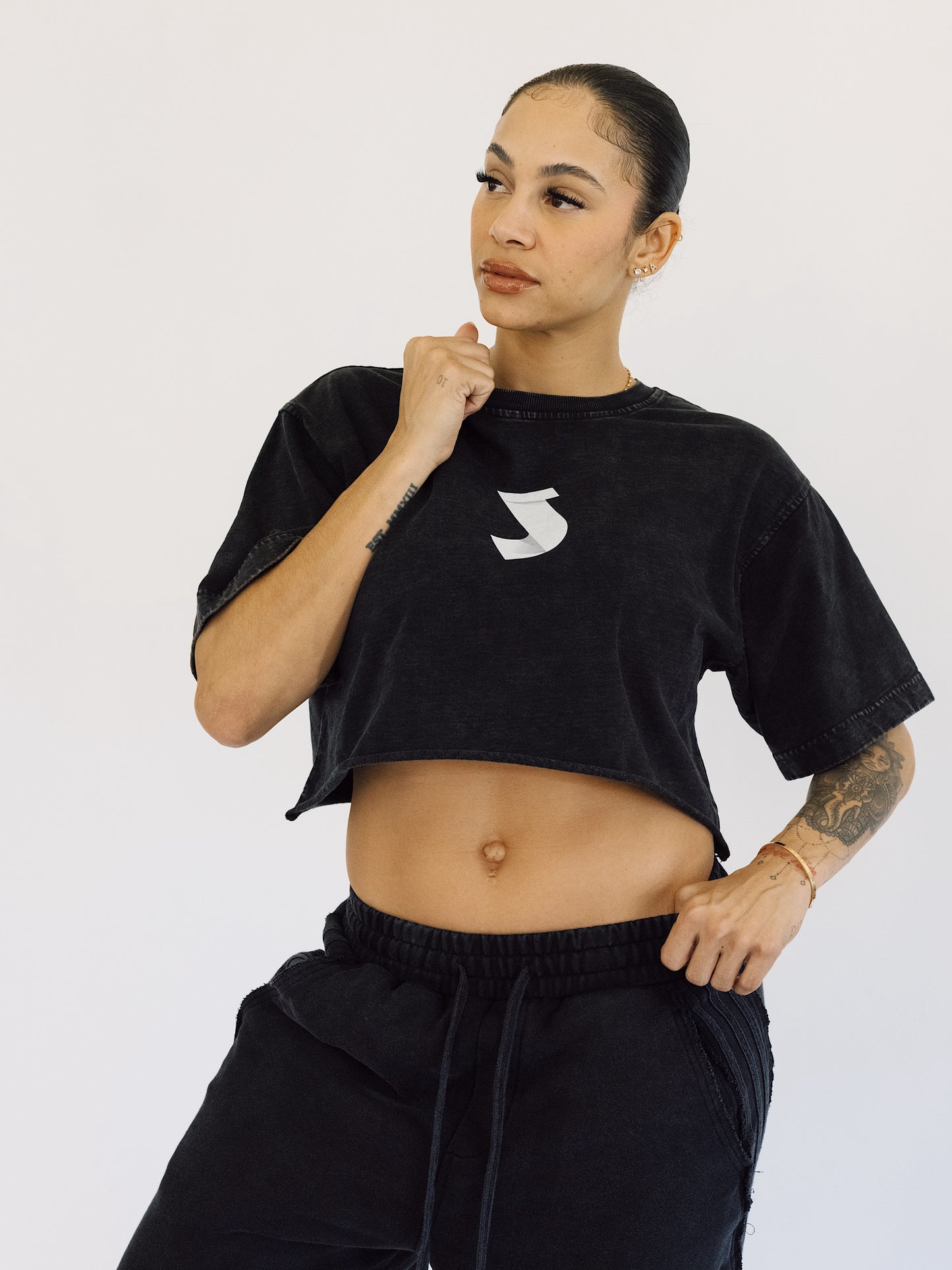 Snow Washed Raw Edge Crop Top