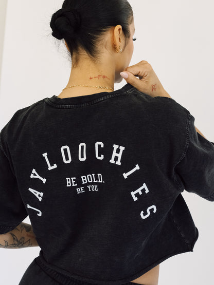 Snow Washed Raw Edge Crop Top