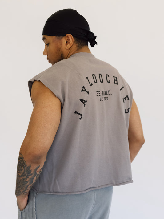 Dark Gray French Terry Boxy Cropped Tank