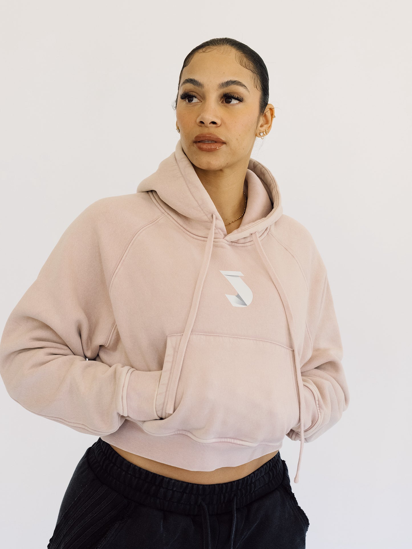 Snow Washed Cropped Hoodie - Women's