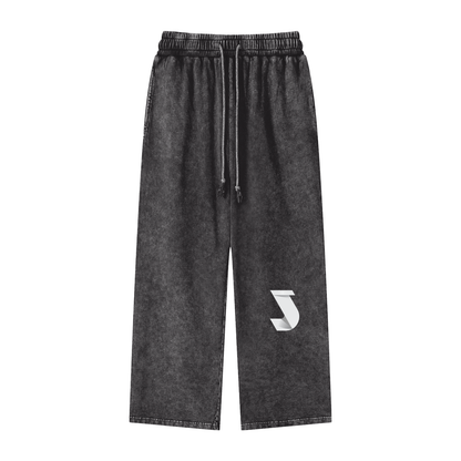 Acid Wash Straight Leg Pants - 360 GSM