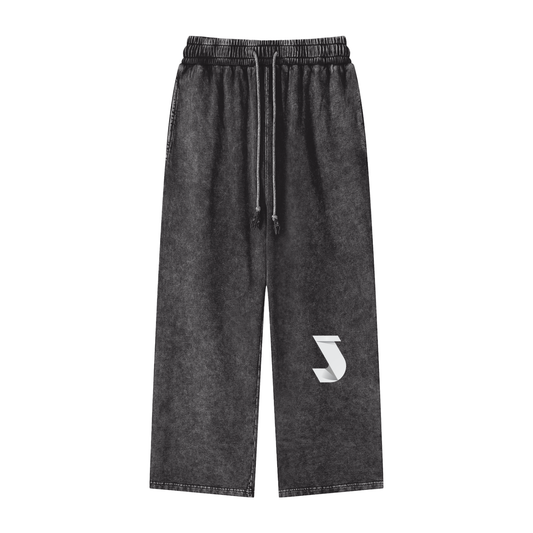 Acid Wash Straight Leg Pants - 360 GSM