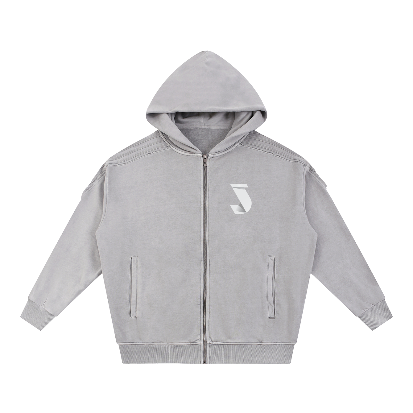 Raw Edge Zip-up Hoodie