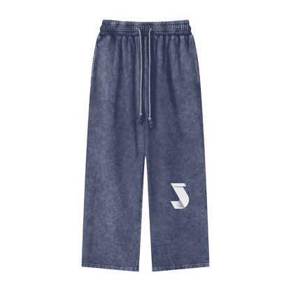 Acid Wash Straight Leg Pants - 360 GSM