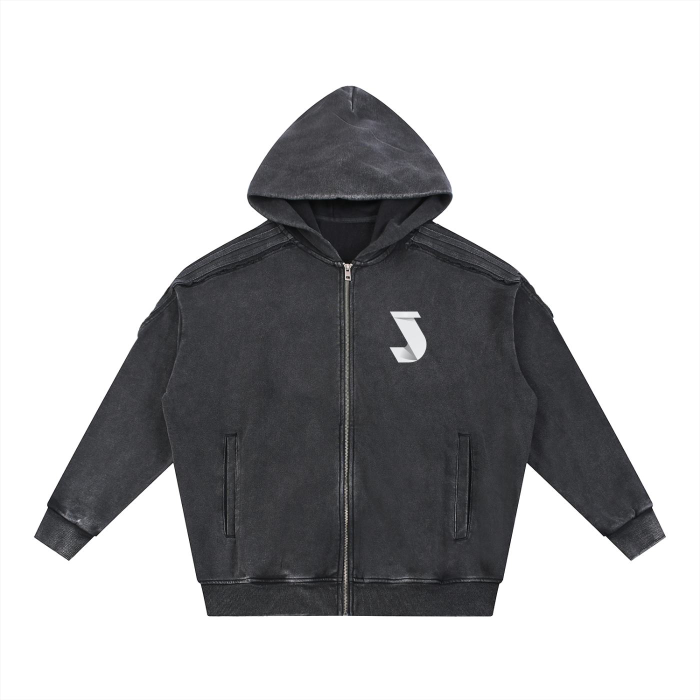Raw Edge Zip-up Hoodie