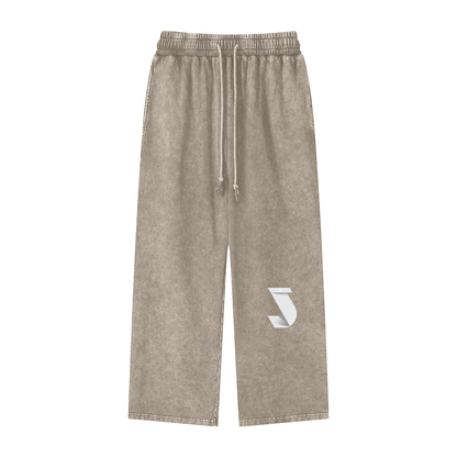Acid Wash Straight Leg Pants - 360 GSM